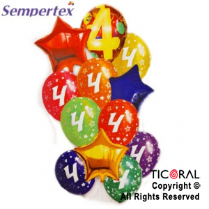 SET DE GLOBOS NUMEROS MULTICOLOR NRO 4 12 UNIDADES X 1